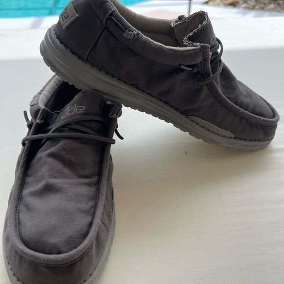 Hey Dude Gray Loafers Slip-Ons Casual Wally Washed - Picture 2 of 8